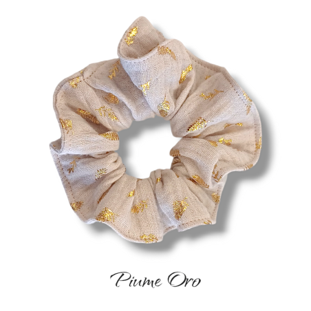 Scrunchie con Piume Oro